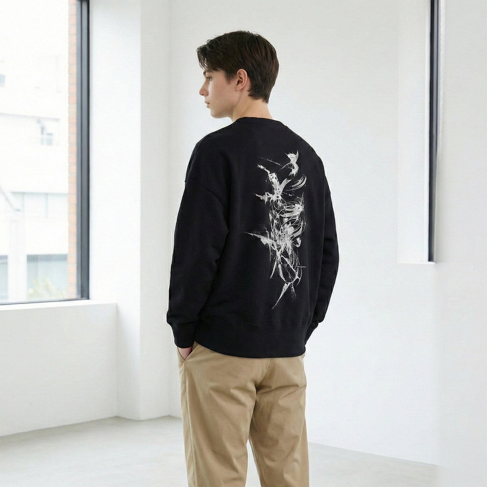 スウェット 背面プリントの質感